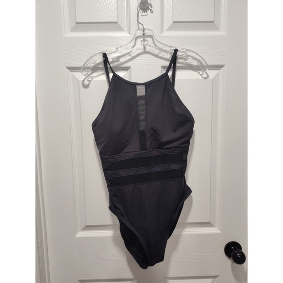 La Blanca Women's Size 12 Black Mesh Detailing High Neck One Piece Swimsuit - Picture 1 of 6